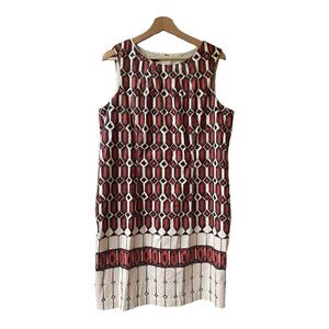 Talbots Dress Geometric Printed Sleeveless Shift Dress Size 14